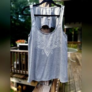 Others Follow Gaby Heather Grey design tank w Open back Ruffled sides Sz M